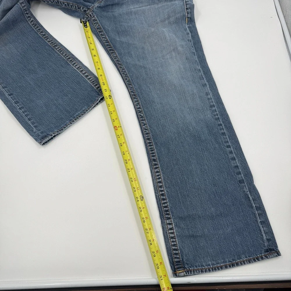 True Religion Straight Leg Jeans Mens 42 Blue Contrast Thick Stitch Made‎ in USA